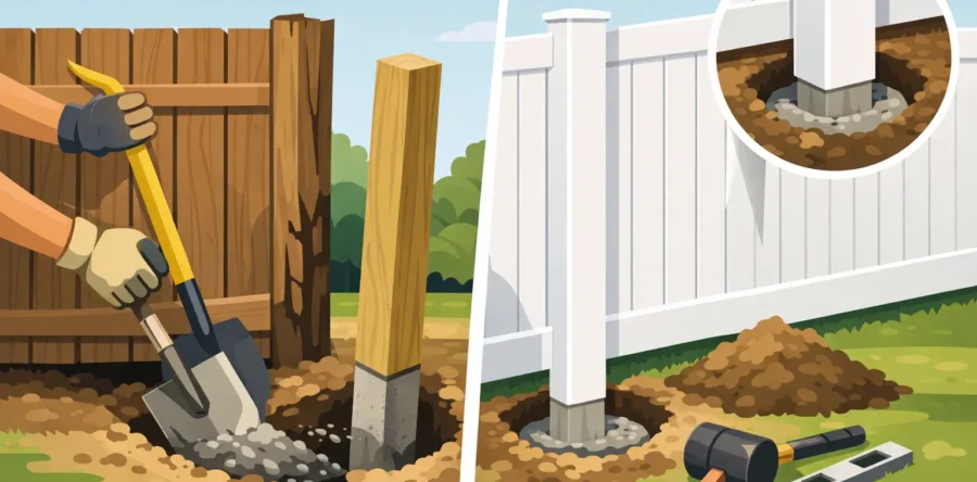 How to Replace Fence Posts Without Rebuilding